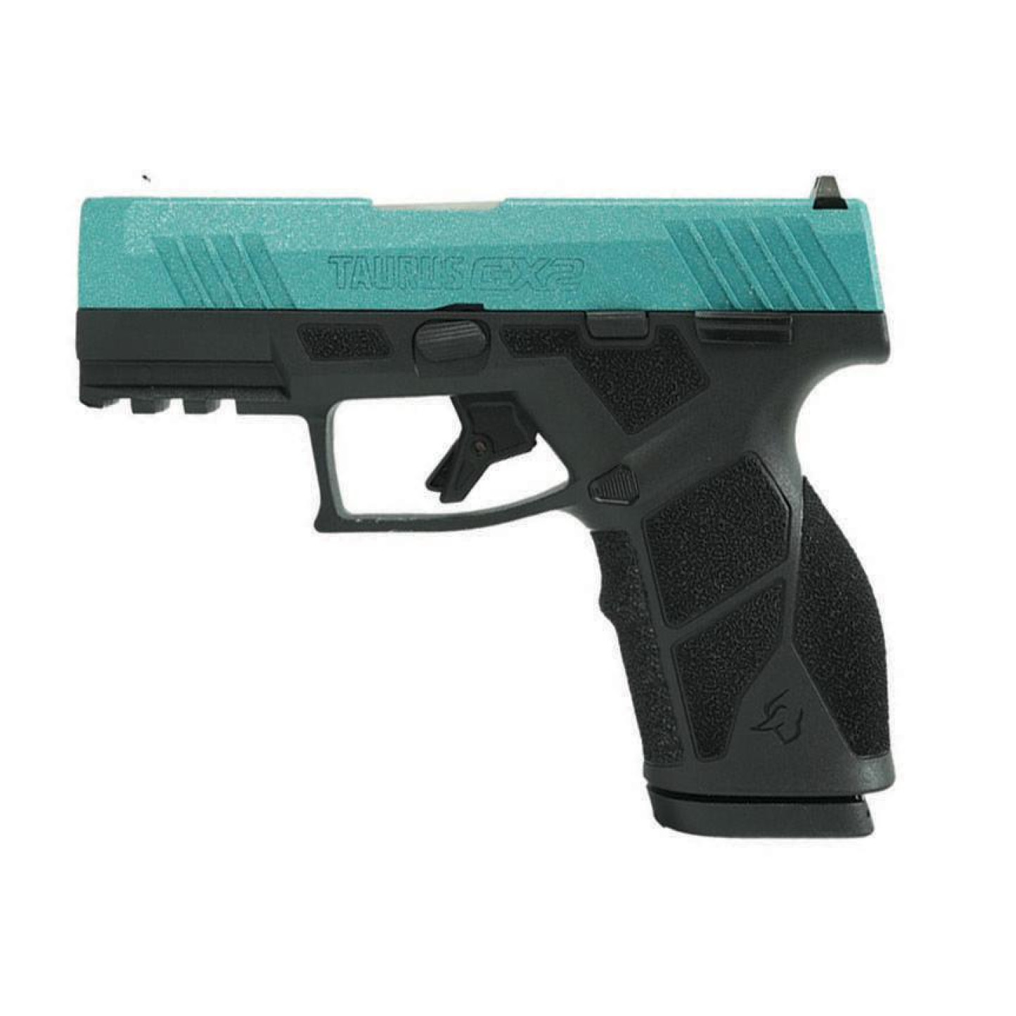taurus_gx2_robin_egg_blue_glitter_handgun_9mm_luger_13rd_magazines_2_3_38_barrel_black_frame_custom_slide_tx1gx2931tfg_left12