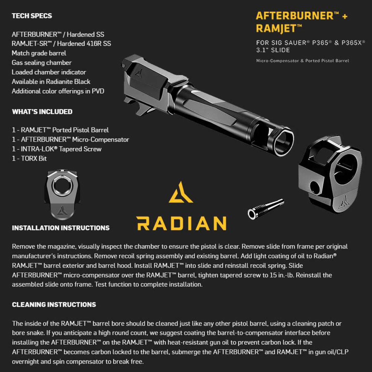 radian-weapons-afterburner-compensator-ramjet-barrel-combo-sig-p365-p365x-3-1-slide-black-REH0024-specifications_1